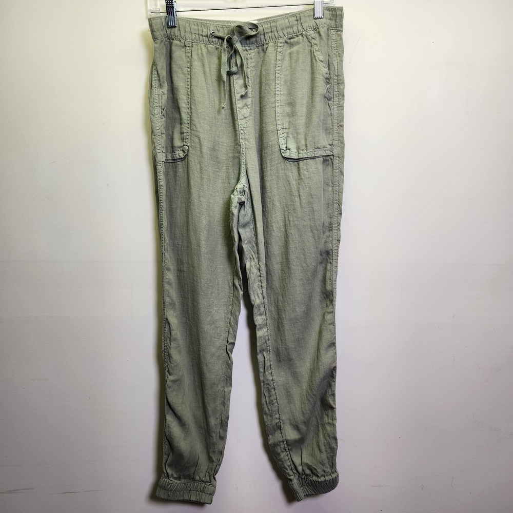 C&C California 100% Linen Jogger Pants Soft Lrg Pockets Elastic Drawstring Waist
